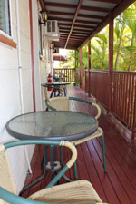 All of our motel units have shaded seating areas with table and chairs located out the front of the unit